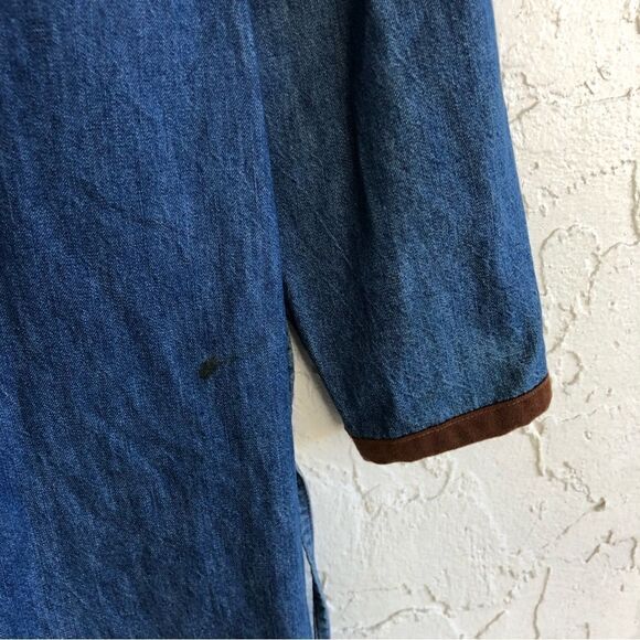 Vintage Western Blue Maxi Dress with Brown Accents - Picture 11 of 11